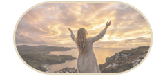 Woman lifting arms embracing the Universe